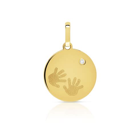 Medaille Or Jaune Diamant Enfant Femme Pendentif Maty