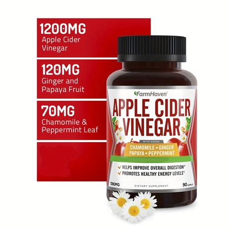 Apple Cider Vinegar Capsules With Ginger Papaya And Chamomile 1390mg Supports Digestion