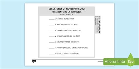 Voto Elecciones Presidenciales Chile 2021 Teacher Made