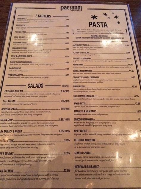 Menu At Paesanos Pizzeria Elk Grove Bond Rd 101