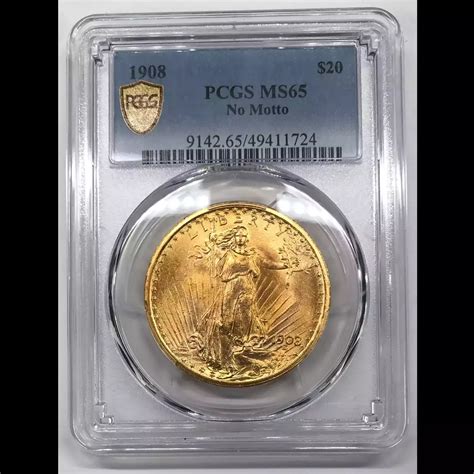 1908 Saint Gaudens 20 Gold Double Eagle PCGS MS 65 No Motto Old