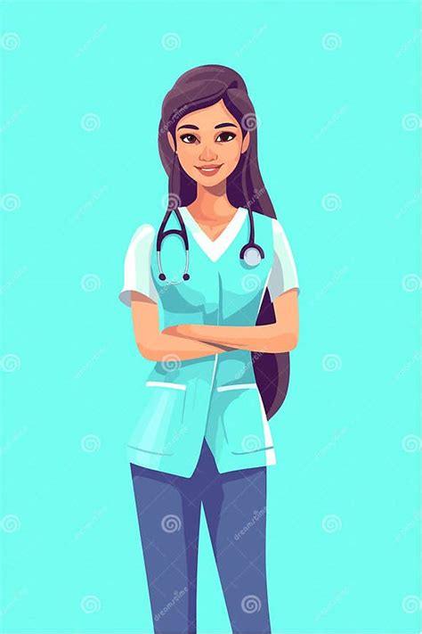 A Woman Nurse With A Stethoscope Vector Illustration Stock Vector Illustration Of Hospital