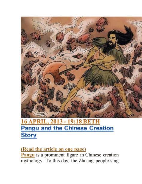 Pangu And The Chinese Creation Story Pdf