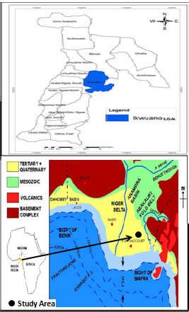 Map showing location of study area modified (in set: map of Abia State ...