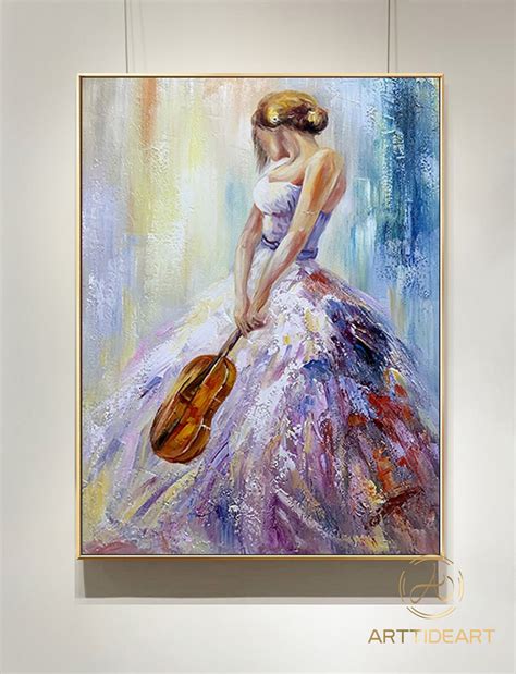 Lady With Violin Oil Painting Large Musician Abstract Painting Etsy