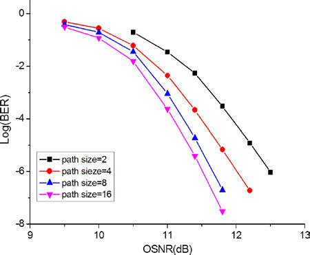 Measured Ber Curves Under Different Path Sizes After Transmission