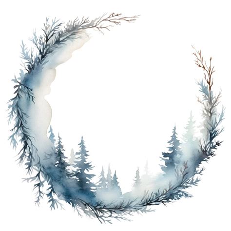 Premium Photo Winter Christmas Blue Watercolor Wreaths