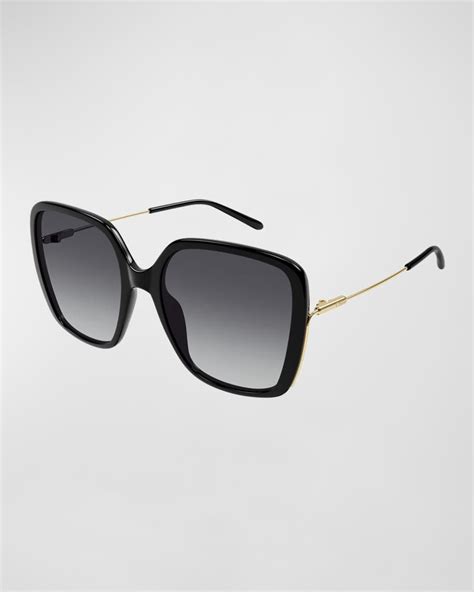 Chloe Square Acetate And Metal Sunglasses Neiman Marcus