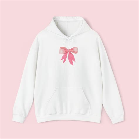 Pink Bow Hooded Sweatshirt Aesthetic Hoodie for Women - Etsy