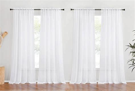 Amazon Nicetown White Sheer Curtains Inches Long Rod Pocket