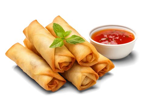 Chinese Traditional Spring Rolls Isolated On Transparent Background