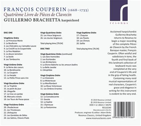 Guillermo Brachetta Quatrieme Livre De Pi Ces De Clavecin Cd