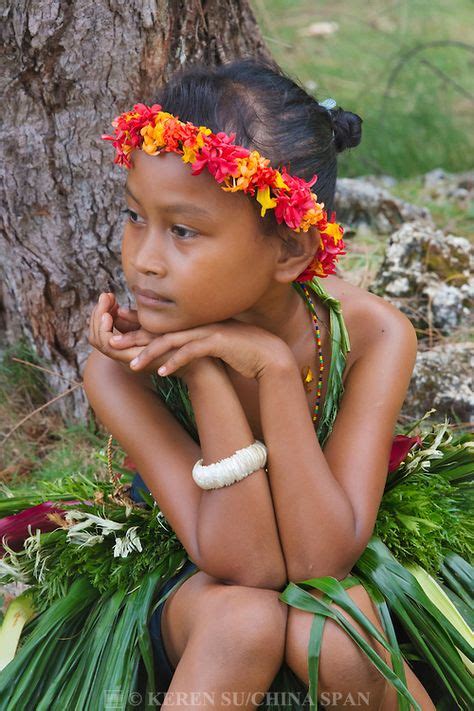 Yapese Girl In Traditional Clothing At Yap Day Festival Yap Island