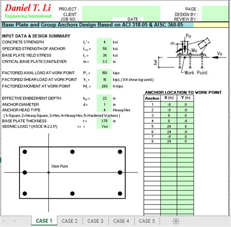 Base Plate And Group Anchors Design Based On Aci Aisc