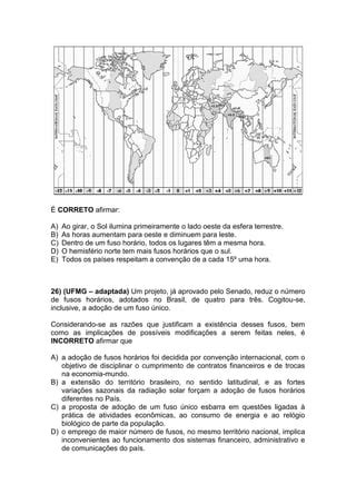 Questões Sobre Fuso Horário - Tudo sobre Fuso Horário | PDF