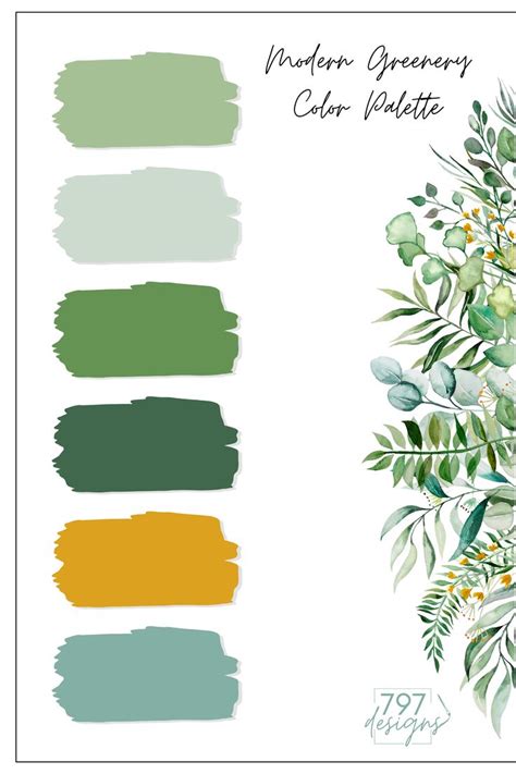 Modern Greenery Color Palette | Green color pallete, Sage color palette ...