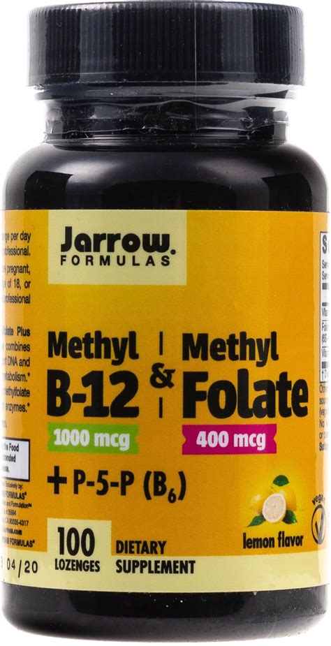 Jarrow Methyl B12 1000mcg+ Methyl Folate 400mcg 100 Pastylek Do Ssania ...