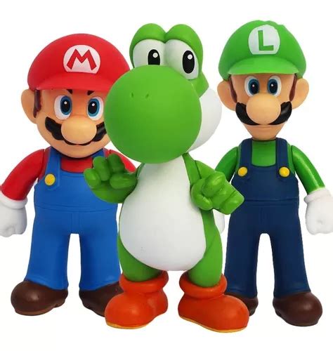 Set 3 Figuras Super Mario Bros Mario Luigi Y Yoshi De 12cm Envío gratis