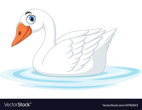 Cartoon Cute Swan On White Background Royalty Free Vector