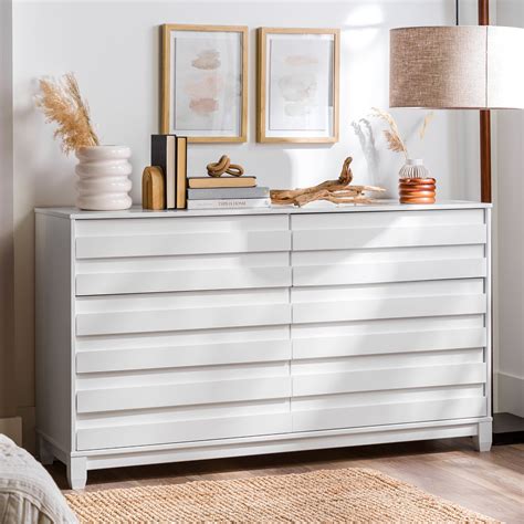 Walker Edison Modern Beveled 6 Drawer Dresser, White - Walmart.com