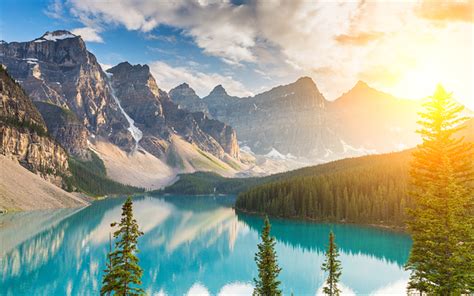 Herunterladen Hintergrundbild Moraine Lake 4k Berg See