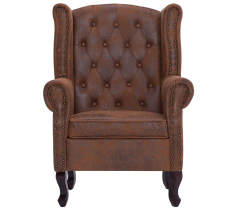 Fauteuil Chesterfield Et Repose Pieds Marron Similicuir Daim Fauteuil But