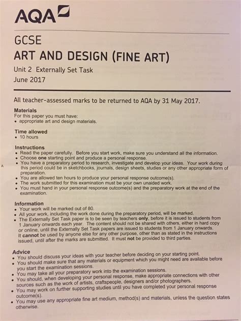 Aqa Art And Design Exam Paper 2024 Pdf Twila Ingeberg