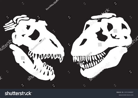 Graphical Set Of Dinosaur Skull Silhouettes Royalty Free Stock Vector