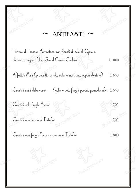 Menu Da Trattoria La Fogna Ristorante Zocca