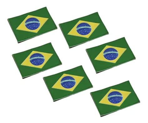 Kit 06 Patch Bandeira Do Brasil Emborrachada Velcro Parcelamento