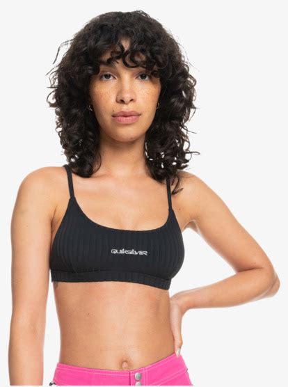 Womens Logo Scoop Bralette Bikini Top Quiksilver