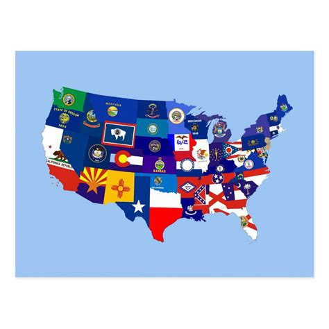 Usa United States America Republic Flag Map Postcard Zazzle