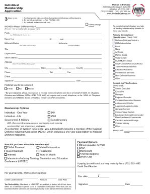 Fillable Online Individual Membership Application Women In Defense