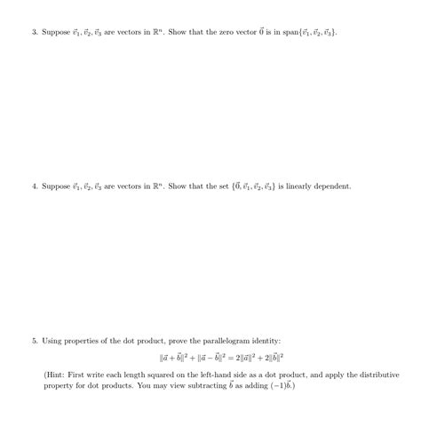 Solved Suppose Vec V 1 Vec V 2 Vec V 3 Are Vectors In Rn Chegg