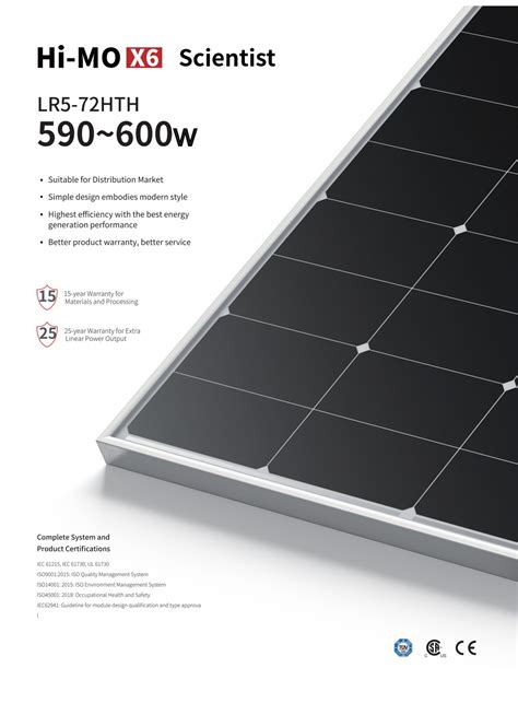 Longi Hi Mo 7 Bifacial Solar Panels 560 600W Monocrystalline PV Module