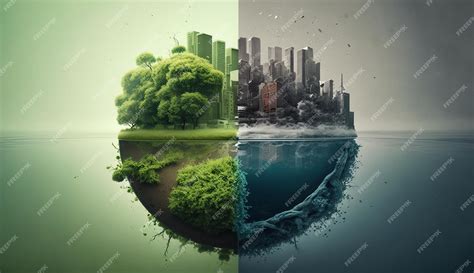 premium photo greening  urban landscape trees  pollution
