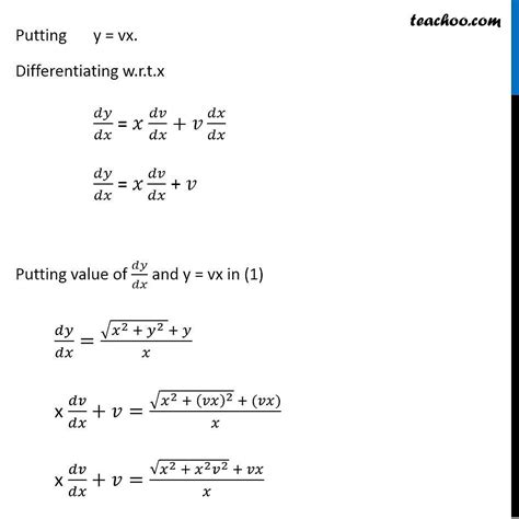 Ex 9 5 6 Solve Differential Equation X Dy Y Dx Root X2 Y2 Dx