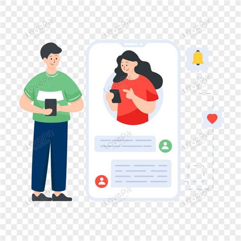 Mobile Chatting App In Flat Illustration Vector Phone Chat Person