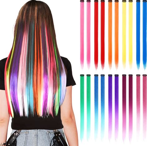 Amazon Osprey Pcs Rainbow Colored Hair Extensions Multi Color