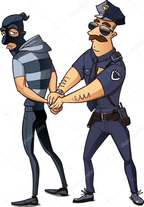 Police Officer Arrested Thief — Stock Vector © Natashin 29218873