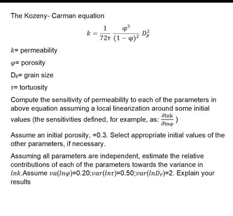 Please Provide Solution The Kozeny Carman Equation 1 03 K 721