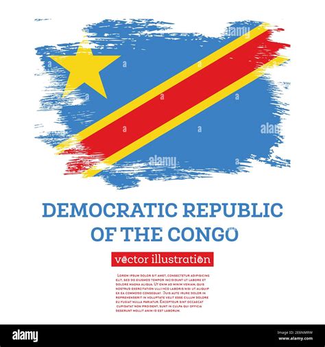 Democratic Republic Of The Congo Flag With Brush Strokes Vector