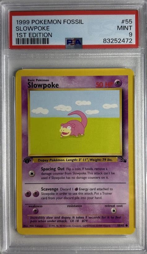 Pokemon Fossil St Edition Slowpoke Psa Mint Ebay