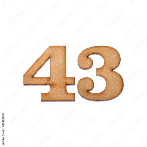 Number 43 in wood, isolated on white background Stock Photo | Adobe Stock