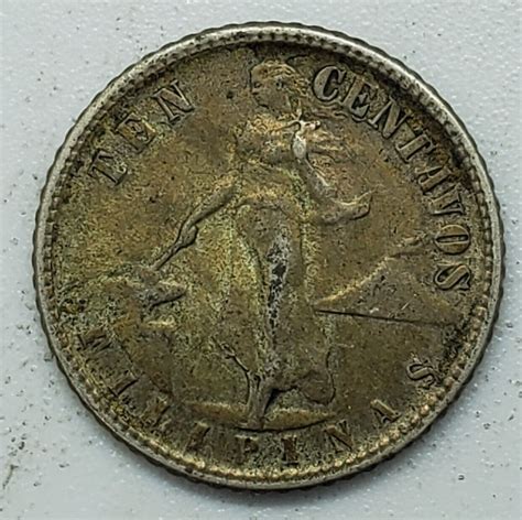 1944 D Ten Centavos Filipinas Phillipines United States Of America Coin