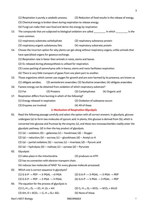 SOLUTION 14 Respiration In Plants Neet Mcq Studypool