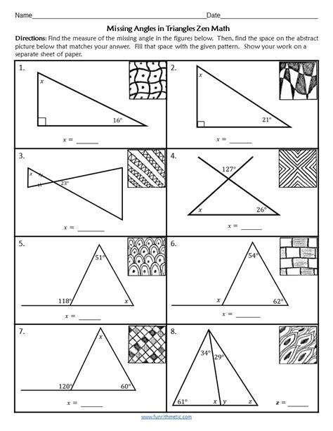 Missing Angles In Triangles Zen Math Funrithmetic