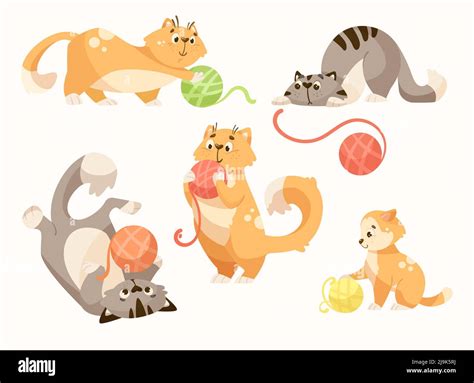 Cartoon cat playing ball yarn hi-res stock photography and images - Alamy