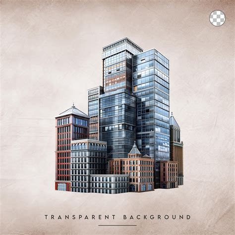 Urban skyline with a mix of old and new architecture Isolated on