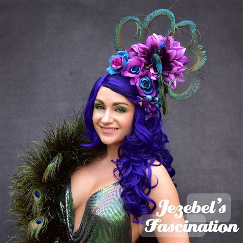 Peacock Teal Purple Feather Headpiece Fall Flower Fascinator Bird